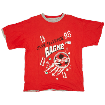 1998 France 98 Coca Cola 'Coupe Du Monde' Reversible Graphic Tee - 9/10 - (XL)