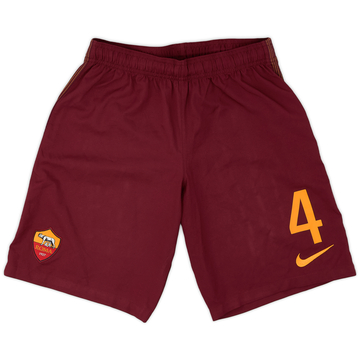 2017-18 Roma Player Issue Home Shorts #4 - 8/10 - (S)