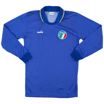 1986-90 Italy Home L/S Shirt - 9/10 - (XL.Boys)