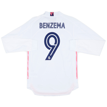 2020-21 Real Madrid Authentic Home L/S Shirt Benzema #9 (S)