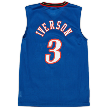 2000-02 Philadelphia 76ers Iverson #3 Champion Alternate Jersey - 10/10 - (S.Boys)