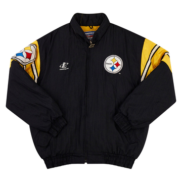 1990s Pittsburgh Steelers Logo Athletic Rain Coat L