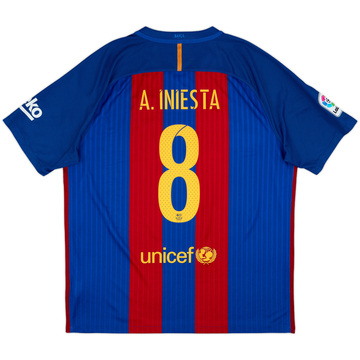 2016-17 Barcelona Home Shirt A.Iniesta #8 - 8/10 - (XL)