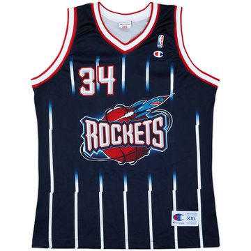 1995-01 Houston Rockets Olajuwon #34 Champion Away Jersey - 9/10 - (XXL)