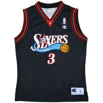 2000-06 Philadelphia 76ers Iverson #3 Champion Away Jersey - 9/10 - (XL.Boys)