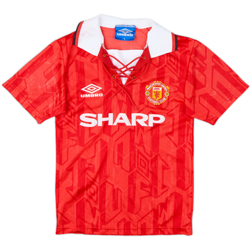 1992-94 Manchester United Home Shirt - 8/10 - (S.Boys)