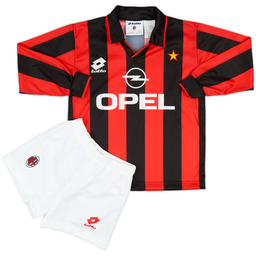 1994-95 AC Milan Basic Home L/S Shirt & Shorts - 9/10 - (S.Boys)
