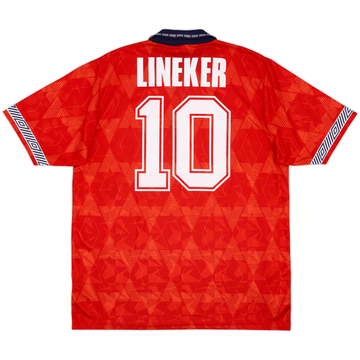 1990-93 England Away Shirt Lineker #10 - 9/10 - (L)