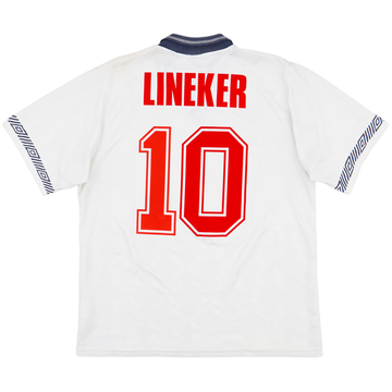 1990-92 England Home Shirt Lineker #10 - 6/10 - (L)