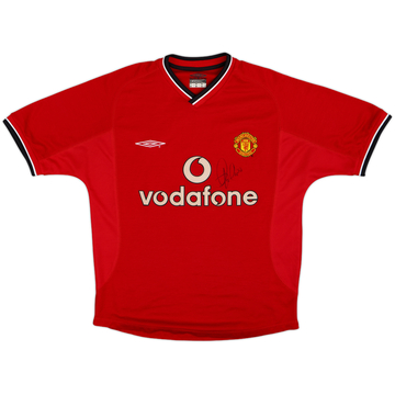 2000-02 Manchester United Signed Home Shirt - 9/10 - (Y)