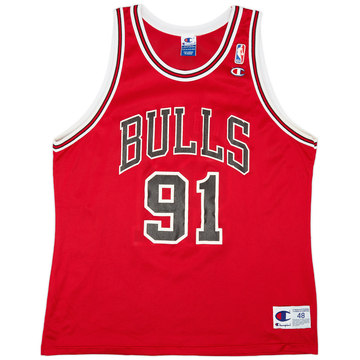 1995-98 Chicago Bulls Rodman #91 Champion Away Jersey (Excellent) XL
