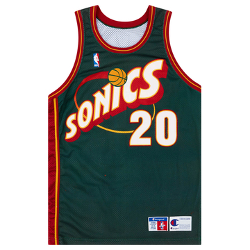 1995-01 Authentic Seattle SuperSonics Payton #20 Champion Away Jersey (Excellent) L