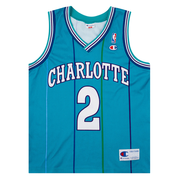 1995-96 Charlotte Hornets L. Johnson #2 Champion Away Jersey (Very Good) S