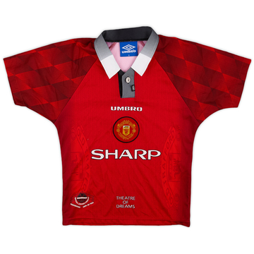1996-98 Manchester United Home Shirt - 9/10 - (S.Boys)