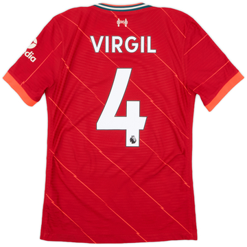 2021-22 Liverpool Authentic Home Shirt Virgil #4 - 9/10 - (S)