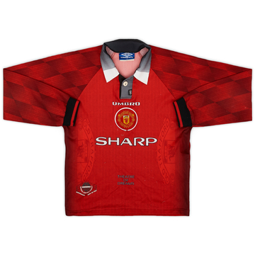 1996-98 Manchester United Home L/S Shirt - 5/10 - (L.Boys)