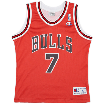 1993-00 Chicago Bulls Kukoc #7 Champion Away Jersey - 6/10 - (L.Boys)