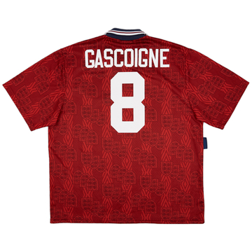 1993-95 England Away Shirt Gascoigne #8 - 8/10 - (XXL)