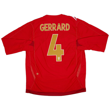 2006-08 England Away L/S Shirt Gerrard #4 - 8/10 - (XL)