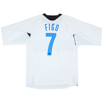 2005-06 Inter Milan Player Issue Away L/S Shirt Figo #7 - 6/10 - (XL)