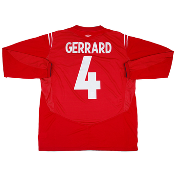 2004-06 England Away L/S Shirt Gerrard #4 - 8/10 - (XL)