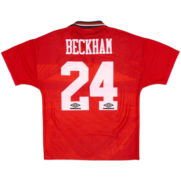 1994-96 Manchester United Home Shirt Beckham #24 - 8/10 - (M)