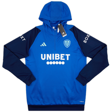 2023-24 Leeds United adidas 1/4 Zip Hooded Top