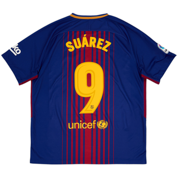 2017-18 Barcelona Home Shirt Suarez #9 - 7/10 - (XL)