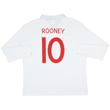 2009-10 England Home L/S Shirt Rooney #10 - 8/10 - (XXL)