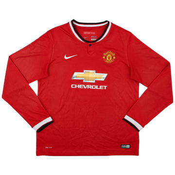 2014-15 Manchester United Home L/S Shirt - 8/10 - (XL.Boys)