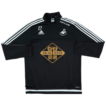 2015-16 Swansea City adidas Player Issue 1/4 Zip Drill Top #27 - 7/10 - (L)