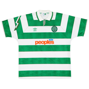 1991-92 Celtic Home Shirt - 8/10 - (XL)