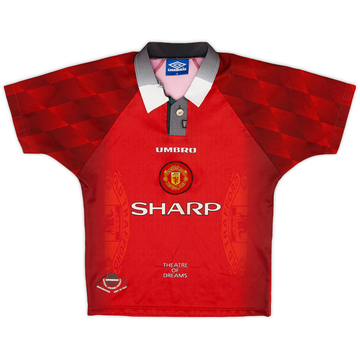 1996-98 Manchester United Home Shirt - 7/10 - (L.Boys)