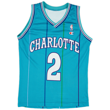 1992-96 Charlotte Hornets L. Johnson #2 Champion Away Jersey (Very Good) S