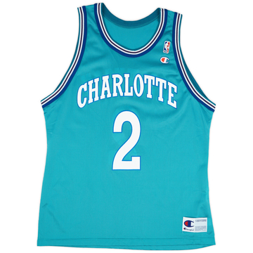 1995-96 Charlotte Hornets L. Johnson #2 Champion Away Jersey (Excellent) XL