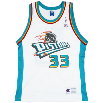 1996-00 Detroit Pistons Hill #33 Champion Home Jersey (Very Good) L