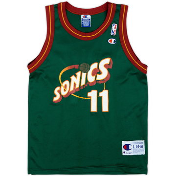 1995-99 Seattle Supersonics Schrempf #11 Champion Away Jersey - 6/10 - (L.Boys)