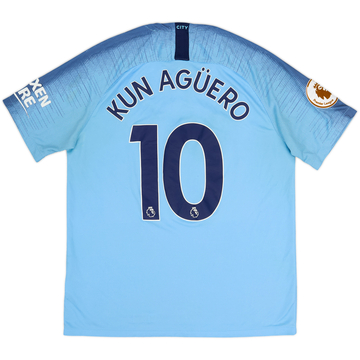 2018-19 Manchester City Home Shirt Kun Aguero #10 - 4/10 - (L)