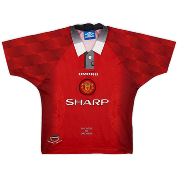 1996-98 Manchester United Home Shirt - 8/10 - (L.Boys)