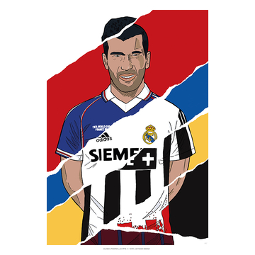 1989-2006 Zinedine Zidane Career In Shirts A3 Print/Poster