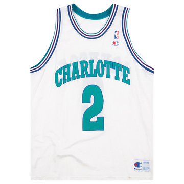 1991-95 Charlotte Hornets Johnson #2 Champion Jersey (Home) XL