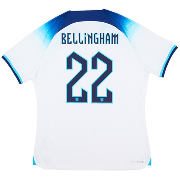2022-23 England Authentic Home Shirt Bellingham #22 - 9/10 - (XL)
