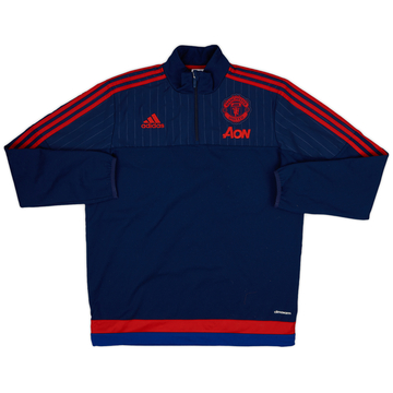 2015-16 Manchester United adidas 1/4 Zip Sweat Top - 9/10 - (L)