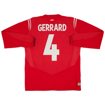 2004-06 England Away L/S Shirt Gerrard #4 - 8/10 - (L)