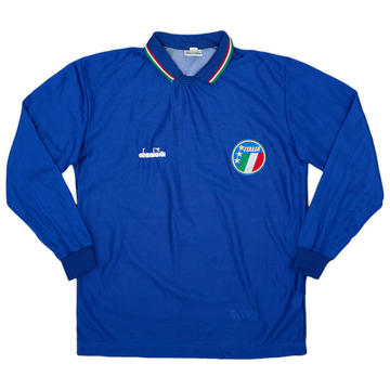 1986-91 Italy Home L/S Shirt - 9/10 - (XL.Boys)