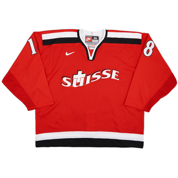 1998 Switzerland National Hockey Team #18 Nike Authentic Home Jersey - 8/10 - (XXL)