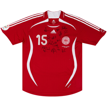 2007 Denmark Match Issue Signed Home Shirt #15 (Wurtz) v Spain