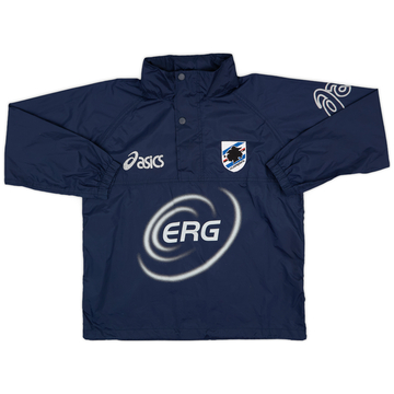 2002-03 Sampdoria Asics 1/4 Zip Hooded Rain Jacket - 8/10 - (L)