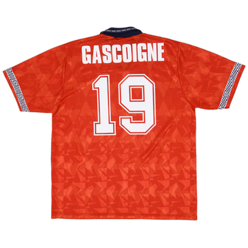 1990-93 England Away Shirt Gascoigne #19 - 8/10 - (L)