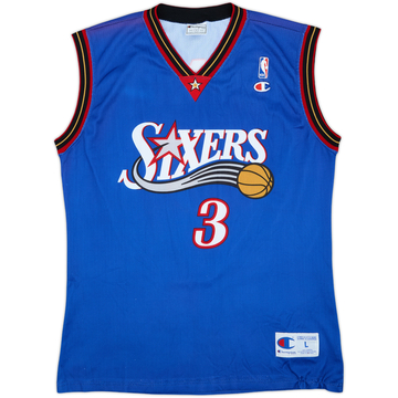 1999-00 Philadelphia 76ers Iverson #3 Champion Alternate Jersey - 7/10 - (L)
